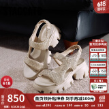 思加图【博主推荐】新款糖霜雪芙百搭厚底运动凉鞋女EBK33BL5 日霭杏 39