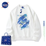 NASA LIKE官方重磅卫衣男春秋季新款印花圆领长袖t恤男士落肩袖上衣打底衫 25新款白色 新面料 XL