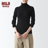 无印良品（MUJI）女式 罗纹可水洗高领毛衣 长袖打底针织衫上衣毛衫 BAG01A1A 黑色 S 155/80A