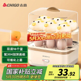 志高（CHIGO）煮蛋器蒸蛋器 电蒸锅双层多功能早餐煮蛋机 防干烧蒸蛋神器 可煮16个蛋【配蒸碗+量杯】ZDQ204