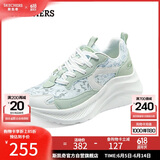 斯凯奇（Skechers）糕糕鞋女鞋夏季厚底增高休闲鞋蕾丝透气户外运动鞋松糕鞋117520