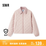 森马（Semir）棉服女灯芯绒翻领菱形格复古2024冬三防宽松轻薄棉衣109724112007
