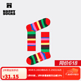 Happy Socks春夏款袜子女男袜薄荷曼波运动彩虹白色棉袜中筒袜 彩红条纹 1双 M 36-40