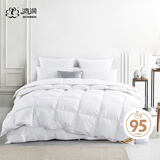 优雅宝贝鸿润家纺 95%白鹅绒羽绒被 100支全棉子母被1380g 220*240cm 白色