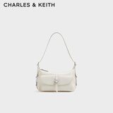CHARLES&KEITH复古油蜡皮单肩斜挎腋下包生日礼物新年礼物送女友CK2-20782621 Cream奶白色 S