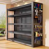 昭简家用货架多层置物架落地洞洞板客厅储物架厨房置物架 五层高200cm【送1m洞洞板】 【升级加厚】长150宽50cm