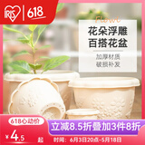 爱丽思（IRIS）花盆花瓶树脂复古浮雕波纹圆形多肉塑料阳台种植批发花盆 4号浅米色(口径12cm)