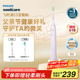 飞利浦（PHILIPS）电动牙刷S3 生日父亲节礼物 成人情侣款送男生/女友 柔和亮白刷头宝藏刷 5种模式 绝绝紫HX2471/02