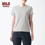无印良品 MUJI 女式 双罗纹编织 圆领短袖T恤 BBA03A1S 浅银灰色 M
