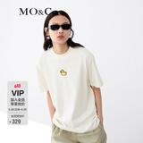 MO&Co.冬季卡通刺绣小黄鸭高领T恤 摩安珂萌宠部落moco C11米白 M