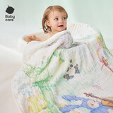 babycare婴儿纱布浴巾新生儿儿童宝宝专用大尺寸抗菌盖毯毛巾包裹巾纱巾 【新生儿必备】山茶乐园-7A抗菌 95x95cm