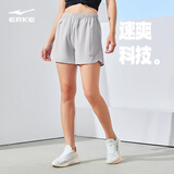 鸿星尔克短袖男夏季新款冰感速干衣跑步健身休闲百搭t恤衫运动上衣T恤男士 【透气运动短裤女】云灰色 M