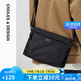 蔻一（Cnoles）男士单肩包斜挎男包横款背包休闲百搭轻便牛津帆布11英寸ipad大容量包包生日礼物送爸爸男朋友老公实用 黑色