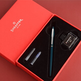 sheaffer钢笔  VFM系列 书法练字墨水笔 商务办公签字笔 孔雀绿白夹F尖