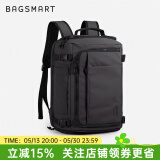 BAGSMART双肩包随行仓背包男士大容量多功能旅行出差商务休闲书包电脑包女 经典黑（标准版 适合1-3天差旅）