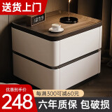 向向锦鲤床头柜带锁现代简约意式极简实木收纳柜储物柜轻奢高级卧室床边柜 【米白】耐磨纳帕皮+整装发货 全身实木款：宽40*深40*高50cm