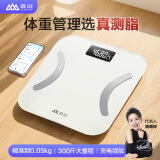香山体脂秤 真电极智能体脂秤 体重秤电子秤人体秤减肥 16项数据 京东小家 云姿白【Type-C充电款】
