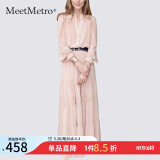 MeetMetro玛依尔法式仙女连衣裙女2025春新款高端气质纯欲风裙子礼服长裙 藕粉【现货闪电发】 S