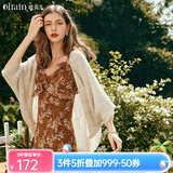 Olrain欧芮儿杏色开衫毛衣女春季女装宽松慵懒薄款针织披肩外套衣服 杏色 S