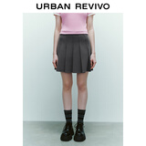 UR2026夏季新款女装休闲减龄学院风百褶A字半裙UYY550014+ 深灰 (无内衬) S