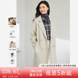 梵希蔓含绵羊毛西装式呢大衣女秋冬高级感双排扣长款过膝毛呢外套 50690 浅咖色 M