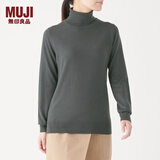 无印良品 MUJI 女式 天竺 高领毛衣 长袖针织衫 深灰色 M