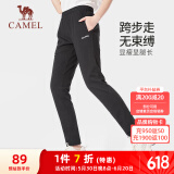 骆驼（CAMEL）直筒运动裤女子休闲针织卫裤长裤 CB2225L0783B 黑色 S
