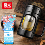 富光玻璃杯男女办公双层大容量水杯带把茶水分离泡茶杯子带茶隔