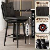 广宥铁艺旋转吧台椅家用岛台椅设计师酒吧椅子靠背商用收银前台高脚凳 【360°旋转】60厘米坐高/黑色