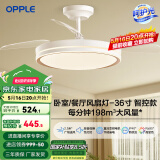 欧普（OPPLE）隐形扇风扇吊灯家用简约现代金色风扇灯品风FS 【36寸24瓦照明】APP智控/ 白金