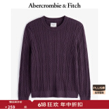 ABERCROMBIE & FITCH男装24秋冬款经典小麋鹿绞花黑色多色针织衫毛衣KI120-4197 深紫色 M (180/100A)