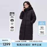 艾莱依鹅绒服女2024款U型枕长款连帽加厚保暖冬外套 炭黑L