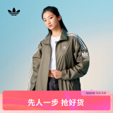 adidas情侣款复古风梭织立领夹克外套男女阿迪达斯官方三叶草 岩层橄榄绿 M