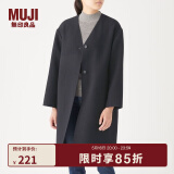无印良品（MUJI）女式 羊毛混 双面大衣 毛呢外套 秋冬简约风外衣W9AD225 深海军蓝 L 165/88A