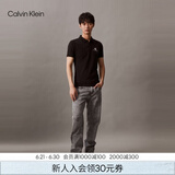 Calvin KleinJeans夏季男士商务休闲通勤ck翻领字母印花短袖T恤POLO衫J319635 BEH-黑色 S （建议110-130斤）