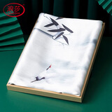 浪莎真丝丝巾女士100%桑蚕丝绸长巾中式印花披肩节日送礼盒伴手礼 莲花三喻 170*53cm