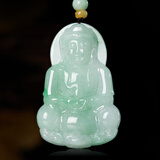 曼丽翠翡翠细糯飘绿大观音玉坠观音菩萨玉佩送男友爸爸生日礼物 附证书