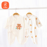 贝瑞加（Babyprints）婴儿连体衣2件装新生宝宝蝴蝶衣长袖护肚连身衣满月服 小熊59