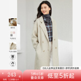 梵希蔓含绵羊毛西装式呢大衣女秋冬高级感双排扣长款过膝毛呢外套 50690 浅咖色 L