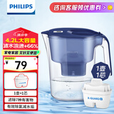 飞利浦（PHILIPS）净水壶滤水壶过滤水壶净水器滤水器过滤器滤芯 AWP2814蓝色【4.2L】一芯装