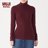 无印良品 MUJI 女式  罗纹高领毛衣 W9AA870 长袖针织衫 深紫红色 M