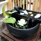 迁山 家居客厅喷泉摆件 创意陶瓷工艺品装饰 流水摆件鱼缸办公室乔迁开业礼 大号