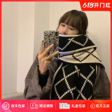 CRANTA KOMEIA官网围巾女秋冬季2025新款围脖女披肩加厚保暖轻奢生日礼物送女友 黑配米 高级感ck风送女朋友老婆实用高档