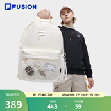 斐乐（FILA）FUSION潮牌背包情侣款双肩包女士包包大容量电脑包男士休闲书包 玉米白-IV XS