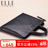 ELLE HOMME男士公文包 时尚真皮手提包 休闲商务电脑包牛皮男包262510黑色