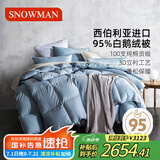 斯诺曼100支贡缎95%白鹅绒羽绒被芯 子母被子2.2*2.4m充450g+900g蓝色