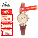 薇薇安·威斯特伍德（Vivienne Westwood）西太后手表女士小表盘女表石英表皮表带生日礼物送女友金色同款 棕色女表 VV090GDBR 23mm