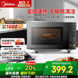 美的（Midea）家用变频微波炉平板式易清洁 800W微波速热 一键智能菜单 钻石背板 微晶面板加热20L（PM20M2）