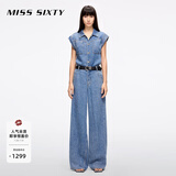 MISS SIXTY2025春季新款天丝牛仔连体裤女复古工装一体式连衣裤 中蓝 S