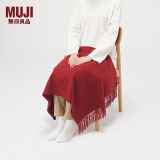 无印良品（MUJI） 羊毛编织 能护膝的大号披肩 围巾围脖冬季保暖 红色 60×180cm